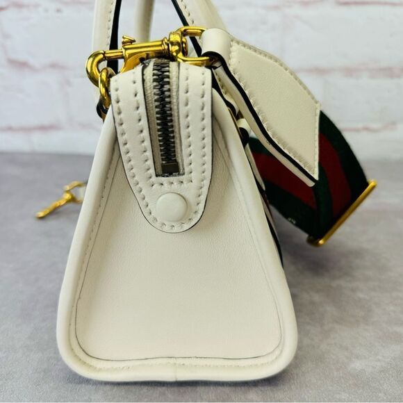 Gucci Web Mini Bowling Leather Bag 715771 White - Picture 5 of 13